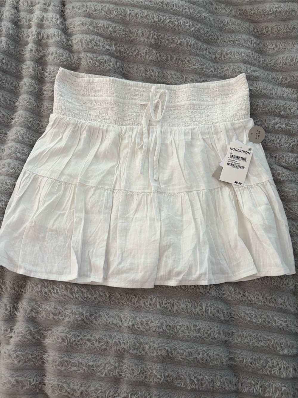 Nordstrom BP White Tiered Smocked-Waist Mini Skirt — Large - Picture 1 of 6